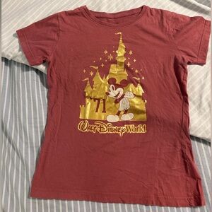 Disney Kids Maroon T-Shirt with Mickey and Castle